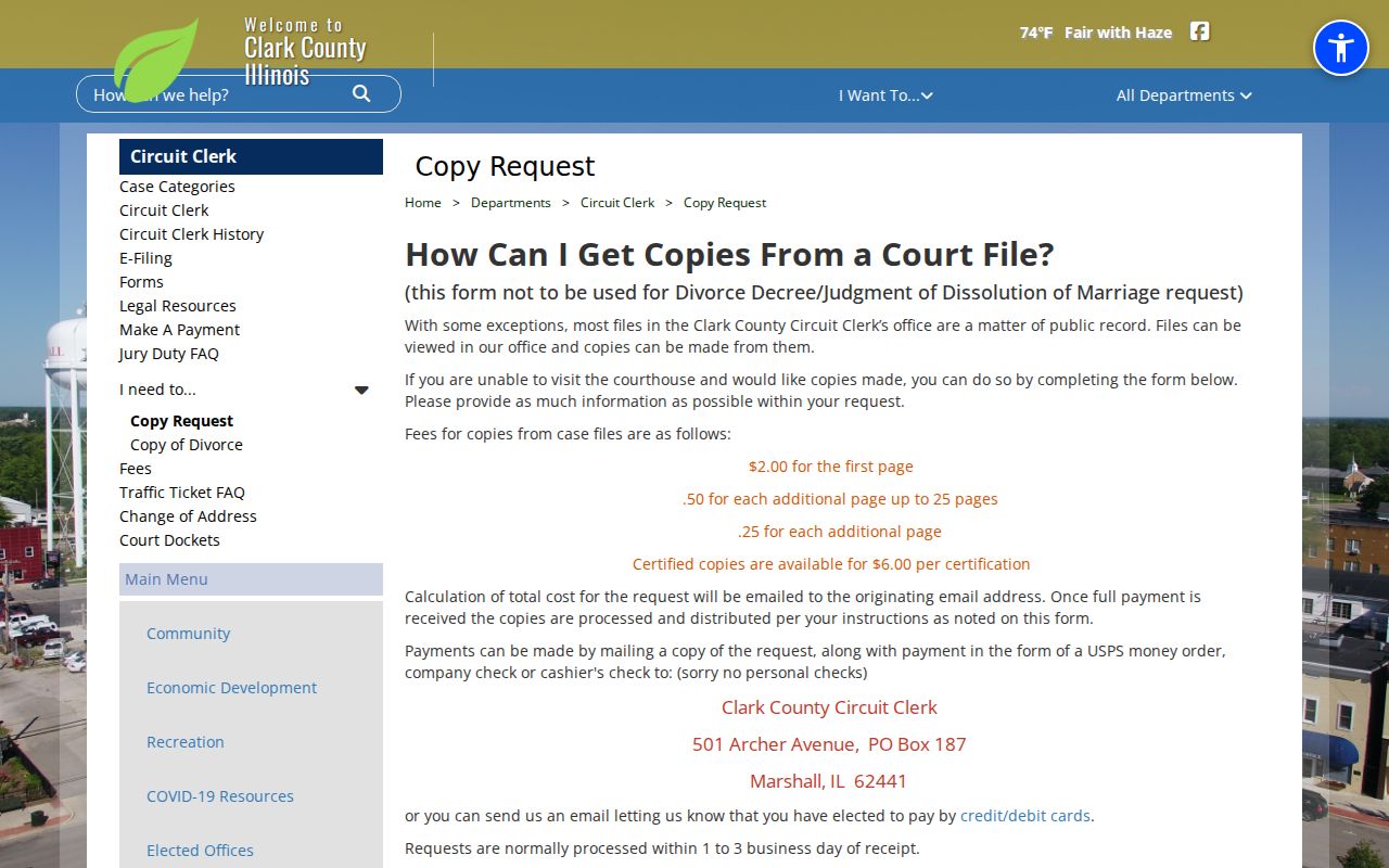 Clark County criminal case disposition request
