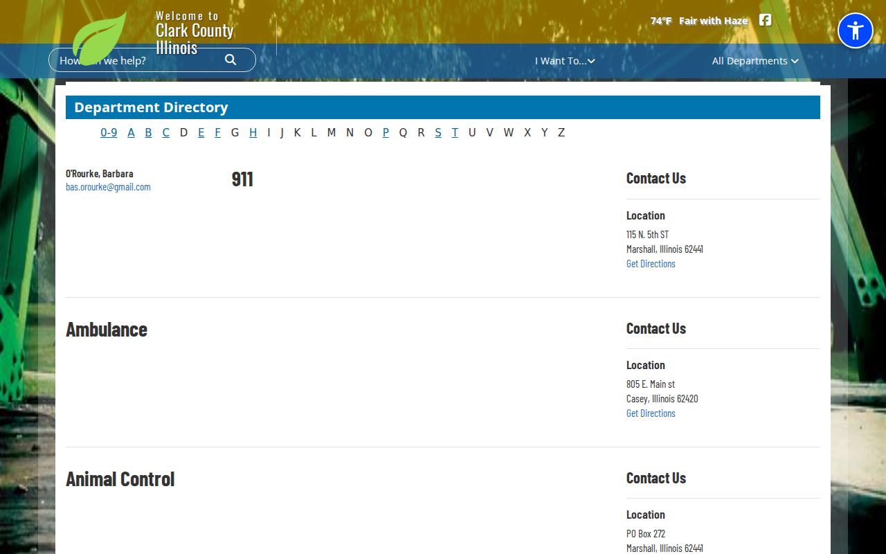 Clark County directory of justice offices serving Martinsville