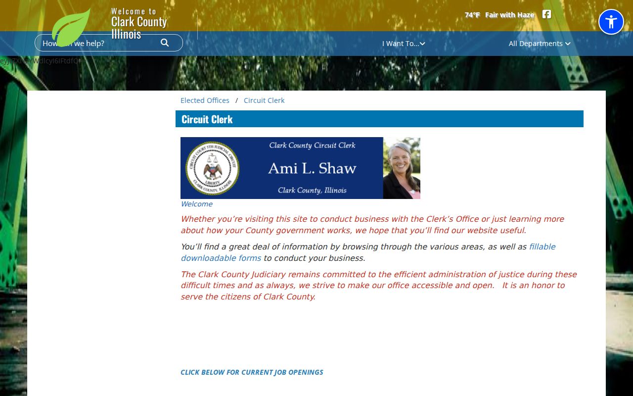 Clark County Circuit Clerk official webpage for criminal case records
